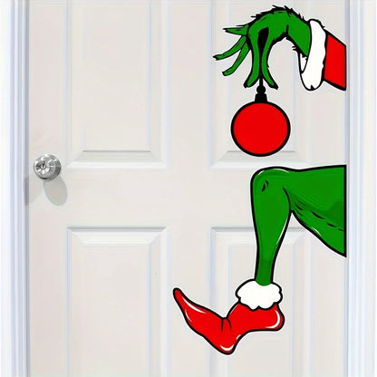 Welcome to Whoville Christmas Stickers: Waterproof Furry Green Santa Lair-Themed Wall Décor for Holiday Parties