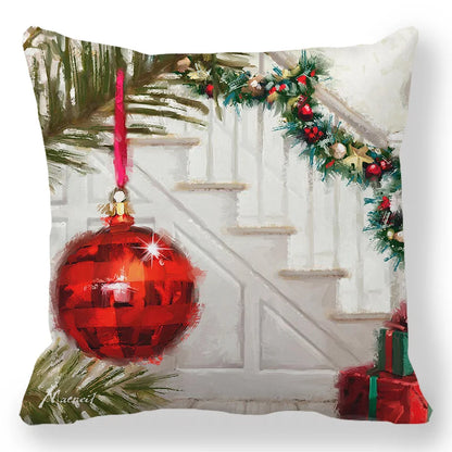 Christmas Ball & Animal Print Pillowcase Cushion Cover – 45x45cm Festive Home Decor for Bedroom & Living Room