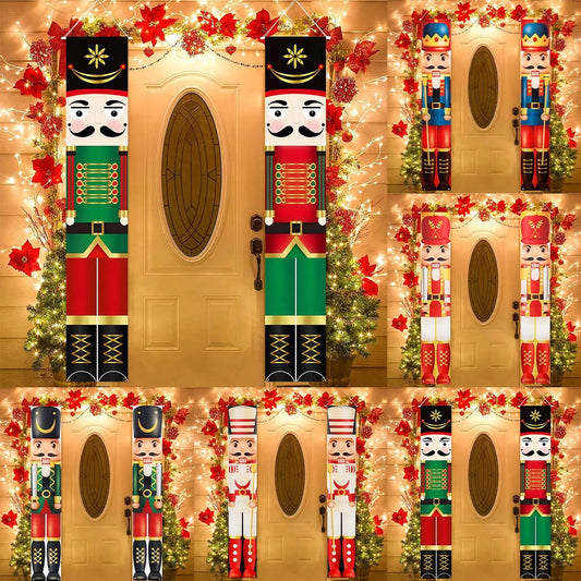 Nutcracker Soldier Banner Christmas Door Curtain: Merry Christmas Home Décor for 2024 – Festive Navidad & New Year Decoration