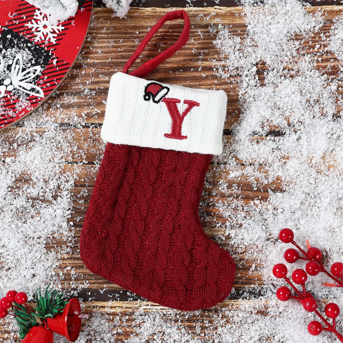 Christmas Alphabet Knitting Socks – Festive Ornaments for Tree & Home Décor