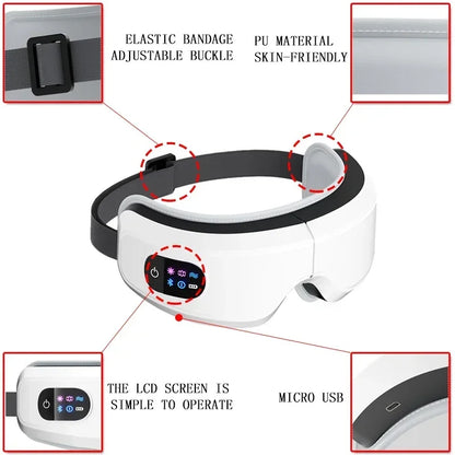 GlowUK™ Smart Eye Massager with Heat, Vibration, and Bluetooth Music | Relaxation for Tired Eyes and Improved Comfort