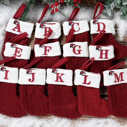 Christmas Alphabet Knitting Socks – Festive Ornaments for Tree & Home Décor