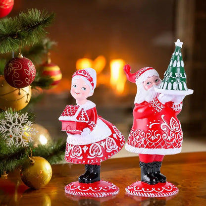 Christmas Resin Santa Claus Figurine: Heart-Warming Gingerbread-Themed Ornament for Shelves & Holiday Decor