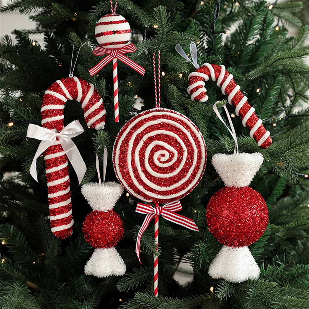 Christmas Lollipop & Candy Cane Pendant Set: Festive Hanging Ball Ornaments for Xmas Tree Décor 1