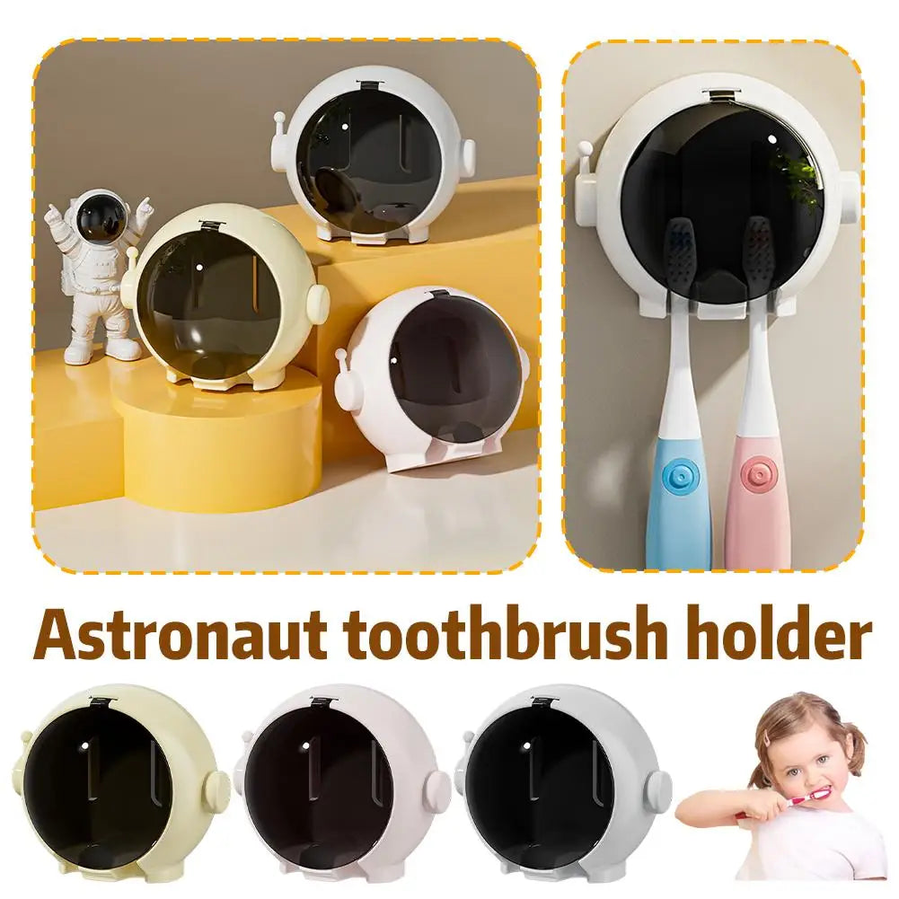 Astronaut Electric Toothbrush Holder: Wall-Mounted Toothbrush Storage & Drain Rack for Couples, Bathroom Organizer