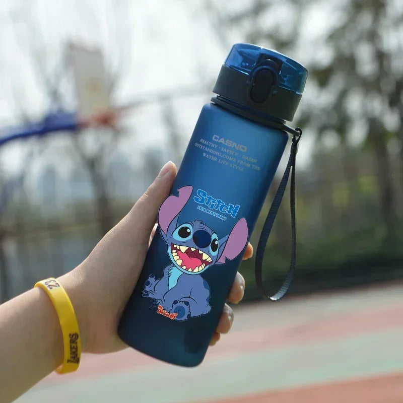 Large Capacity Disney Stitch Water Cup 560ML Anime Cartoon Stich Portable Plastic Water Bottles Drinking Water Cup Student Gifts