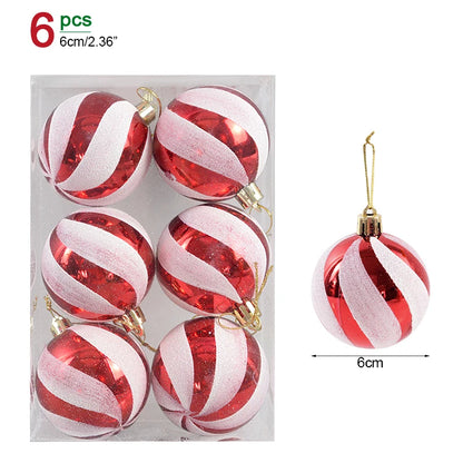 6PCS 6cm Christmas Ball Ornaments: Festive Hanging Pendants for Tree &amp; Home Décor 2024