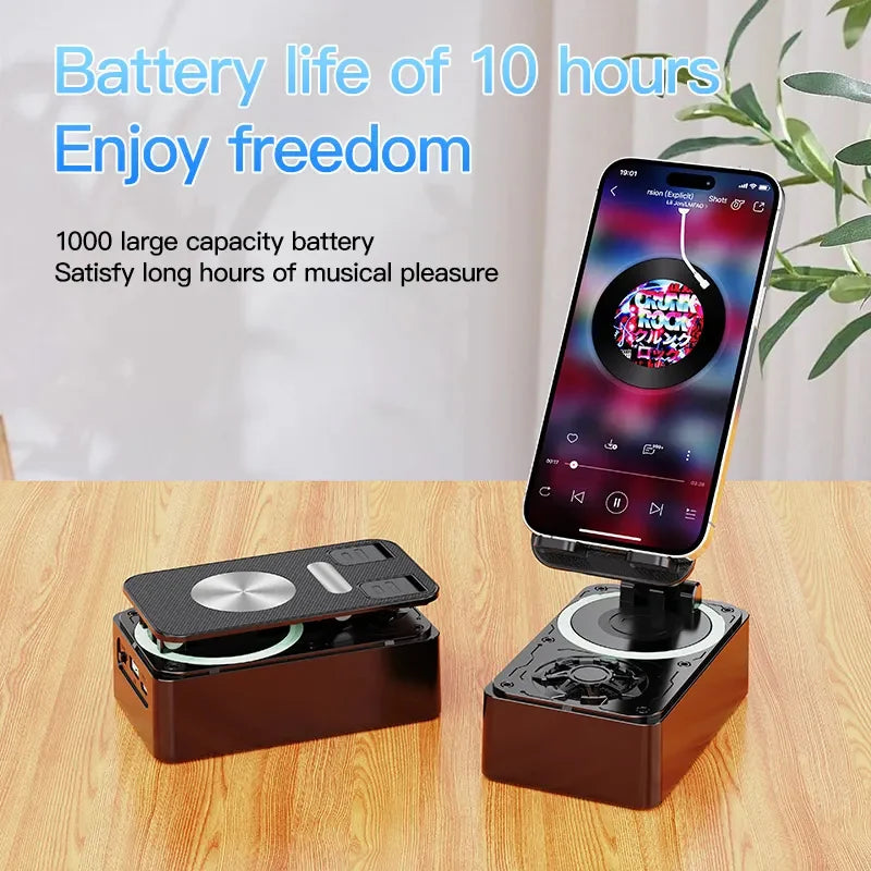 Adjustable Cell Phone Holder with Bluetooth Speaker: Portable Wireless Speaker Stand for Desktop & Tablet