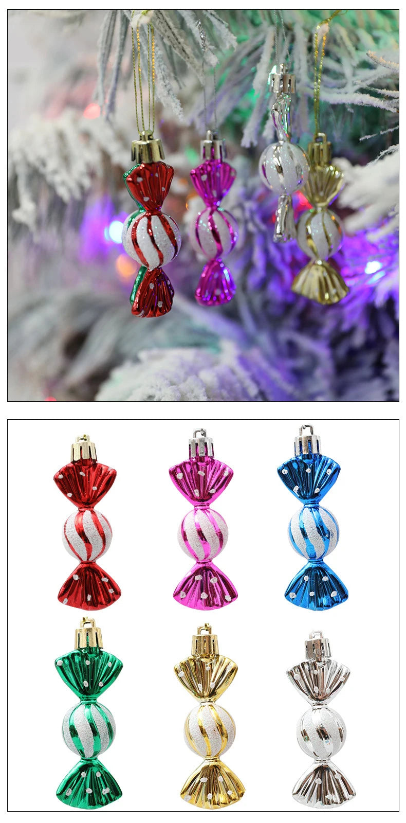 6-Piece Christmas Candy Ball Ornament Set – DIY Holiday Tree and Home Decor Pendants