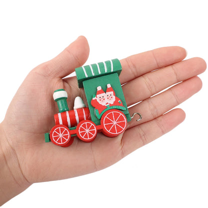 Wooden Train Christmas Ornament – Santa Train Cake Decoration, Festive Table Decor, Kids' Gifts & Party Toy