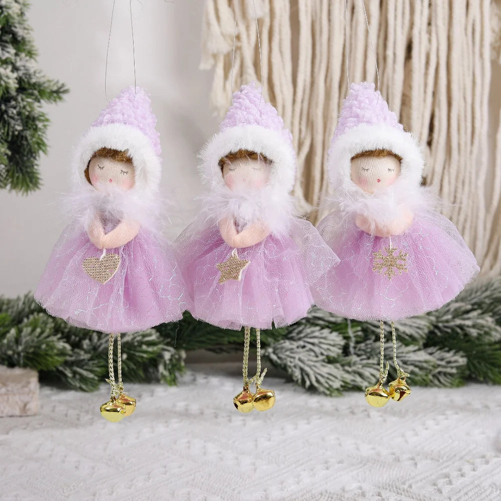 Christmas Angel Doll Pendant – Adorable Purple & Green Ornament for Holiday Décor and Kids’ Gifts