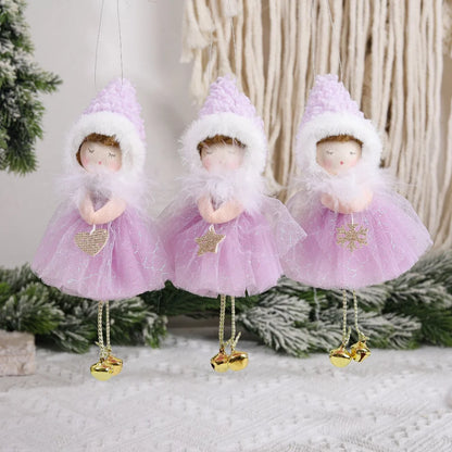 Christmas Angel Doll Pendant – Adorable Purple & Green Ornament for Holiday Décor and Kids’ Gifts