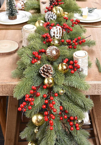 Christmas Garland with Artificial Pine Needles and Pinecones – Rattan Wreath for Table, Staircase, and Home Décor