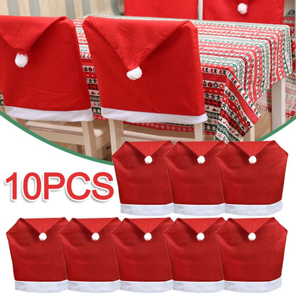 Santa Hat Chair Cover Set – Festive Christmas Table & Chair Decoration (1-10pcs)