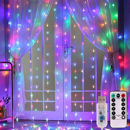 3M/4M/6M Curtain LED String Lights – Remote Control Fairy Garland Lights for Christmas, Weddings, and Home Decor