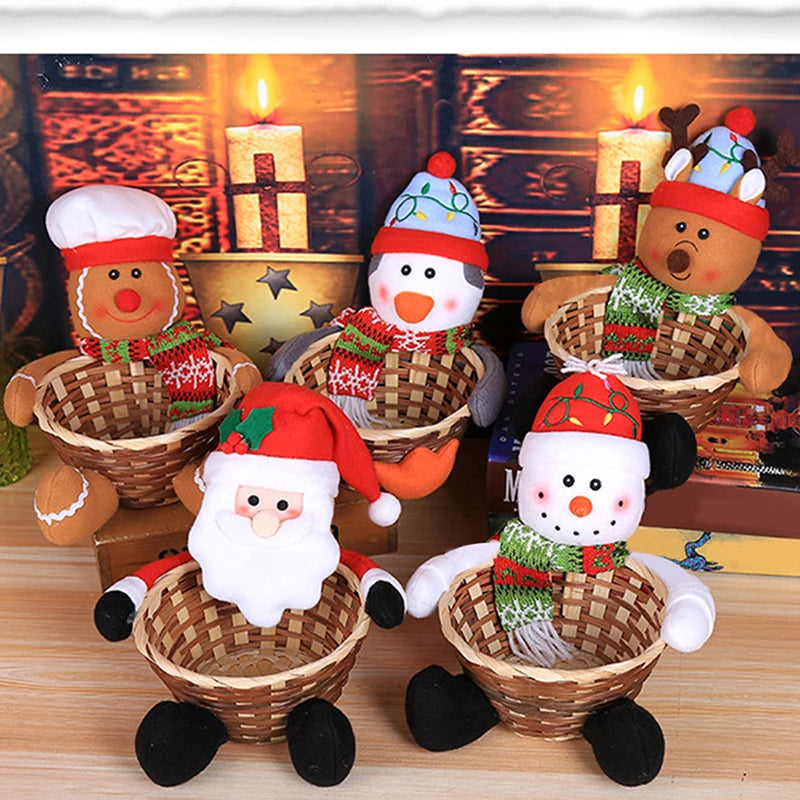 Merry Christmas Santa Claus Candy Storage Basket – Holiday Gift Box & Festive Decoration