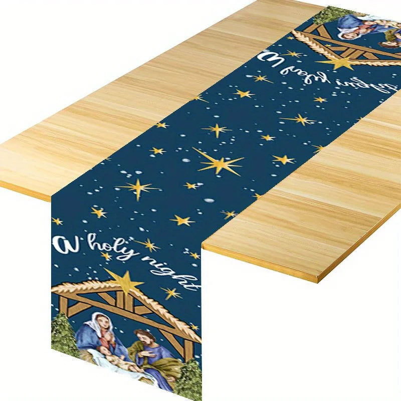 Christmas Nativity Scene Table Runner: Religious Jesus Theme for Holiday Home Décor