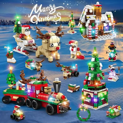 2024 Advent Calendar Christmas Building Blocks Set – Santa Claus, Train & House Blocks | Holiday Toy Gift for Kids