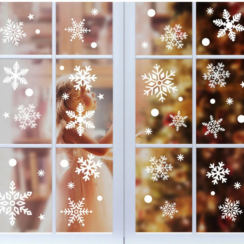 Christmas Window Stickers – Santa, Elk & Snowflake Static Cling Decals for Festive Glass & Wall Décor