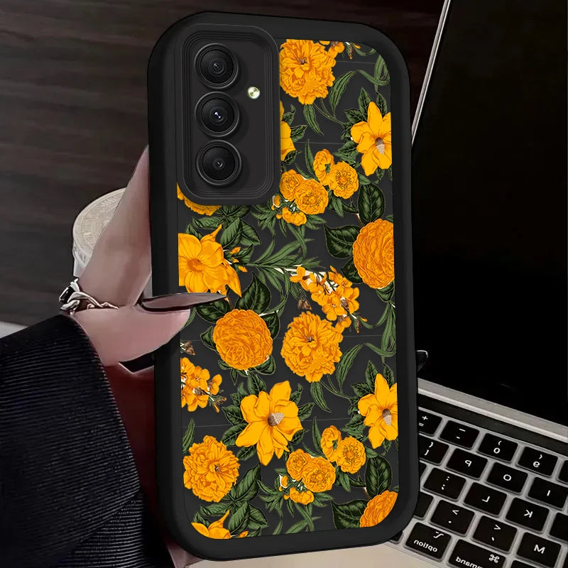 Sunflower Oil Painting Case for Samsung Galaxy A13 to A35 Soft Silicone Flower Cover