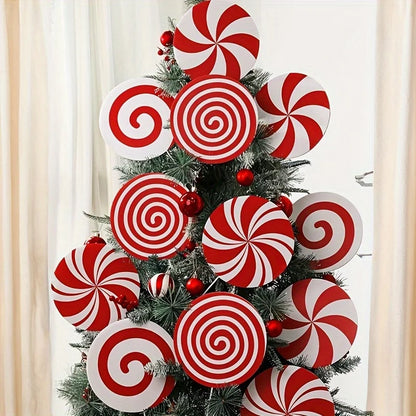 Christmas Party Decorations: Large Peppermint Lollipop Xmas Tree Picks – Cute Candy Picks Ornaments for Holiday Tree Décor