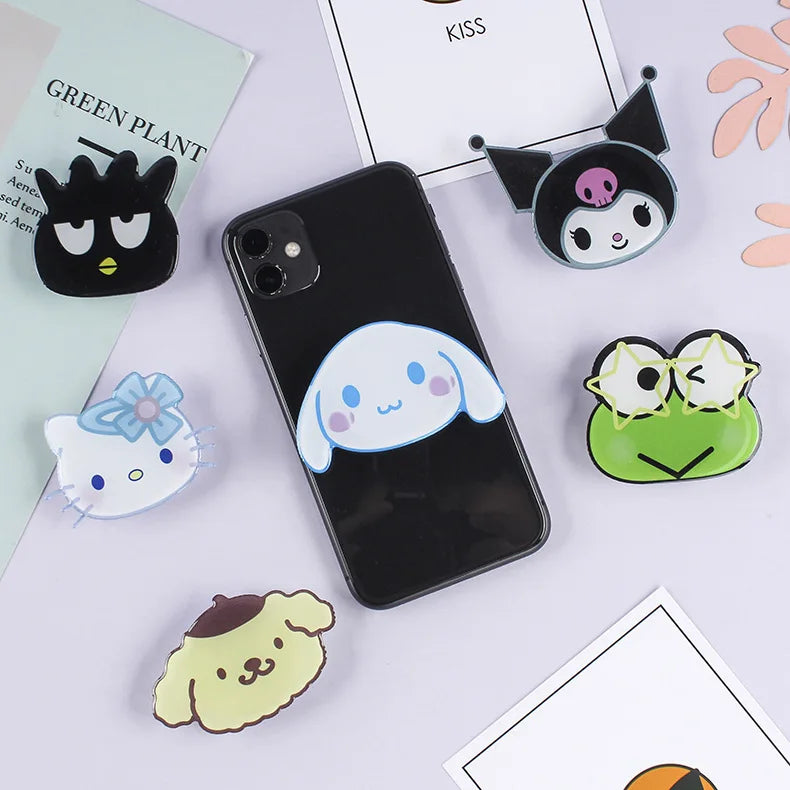 Sanrio Kawaii Mobile Phone Holder: Hello Kitty & Kuromi Air Cushion Bracket – Telescopic Desk Stand & Portable Ornament