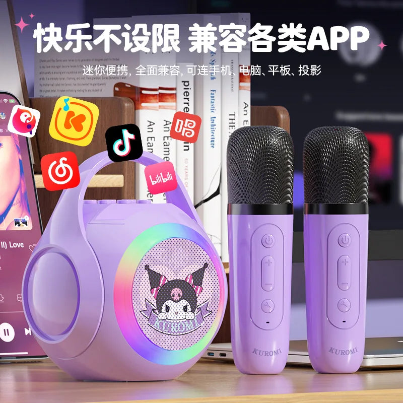 New Sanrio Kuromi Bluetooth Speaker With Microphone Set Anime Kuromi Cinnamoroll Melody Microphone Speaker Toy Gift For Children