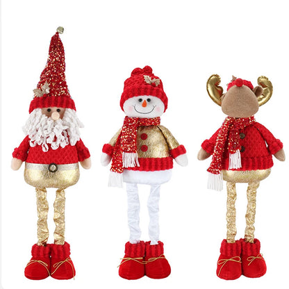 Telescopic Christmas Dolls Set: Santa Claus, Reindeer & Snowman for Merry Home Decor 2024