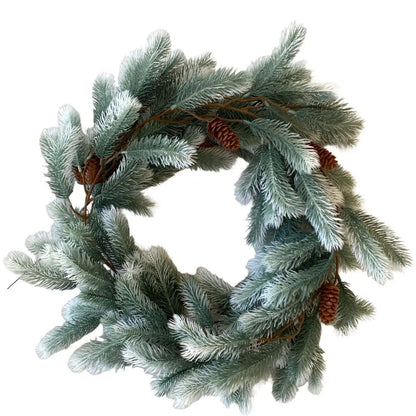 Christmas Garland with Artificial Pine Needles and Pinecones – Rattan Wreath for Table, Staircase, and Home Décor