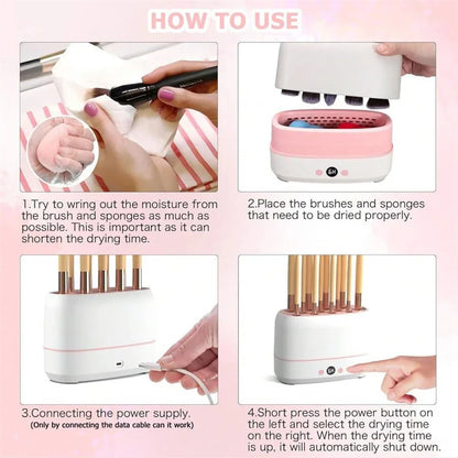 GlowUK™ Makeup Brush Dryer - USB Powered and Constant Temperature