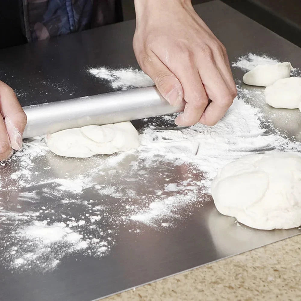 Large Stainless Steel Chopping Board: Double-Sided Multipurpose Pastry & Baking Board for Kitchen