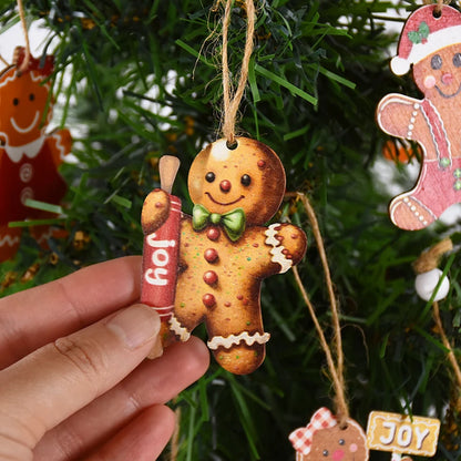 Christmas Wooden Pendants – Gingerbread Man & Gnome Tree Ornaments, 2024 Noel Décor for Home, New Year Gift