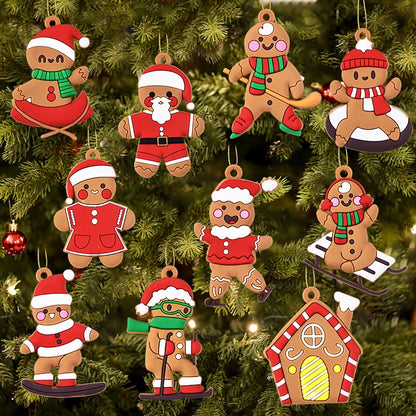 10PCS Gingerbread Man Pendants – Fun Christmas Tree Ornaments for 2024 Holiday Decor & New Year Cheer  1