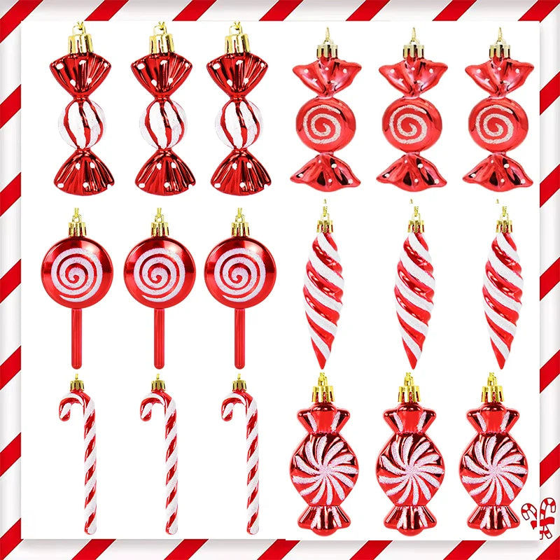 6PCS Set Christmas Candy Pendants – Colourful Lollipop & Cane Hanging Ornaments for Tree & Holiday Decor 1