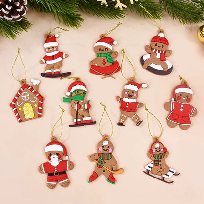 10PCS Gingerbread Man Pendants – Fun Christmas Tree Ornaments for 2024 Holiday Decor & New Year Cheer  1