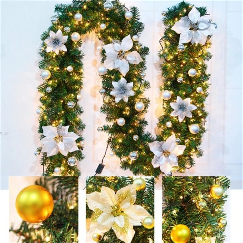 2.7m Christmas LED Rattan Garland Wreath Light – Door Hanging Ornaments for Fireplace and Home Decor