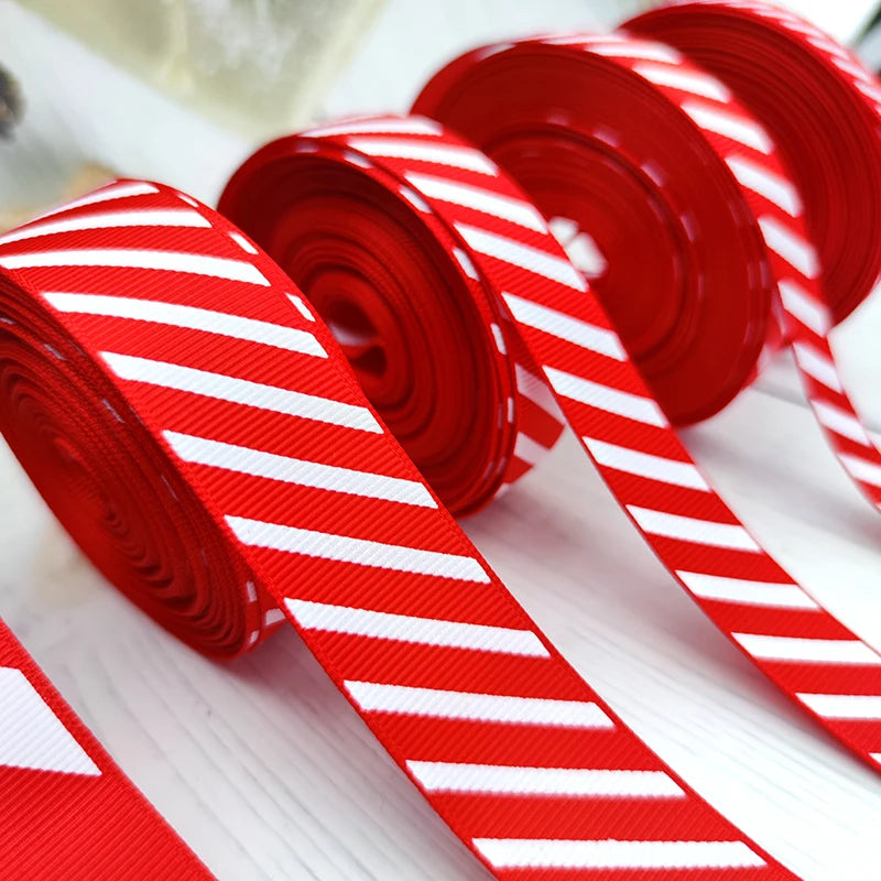 Diagonal Striped Christmas Ribbon – 10 Yards Carnival Ribbon for Gift Wrapping & Holiday Decor 1