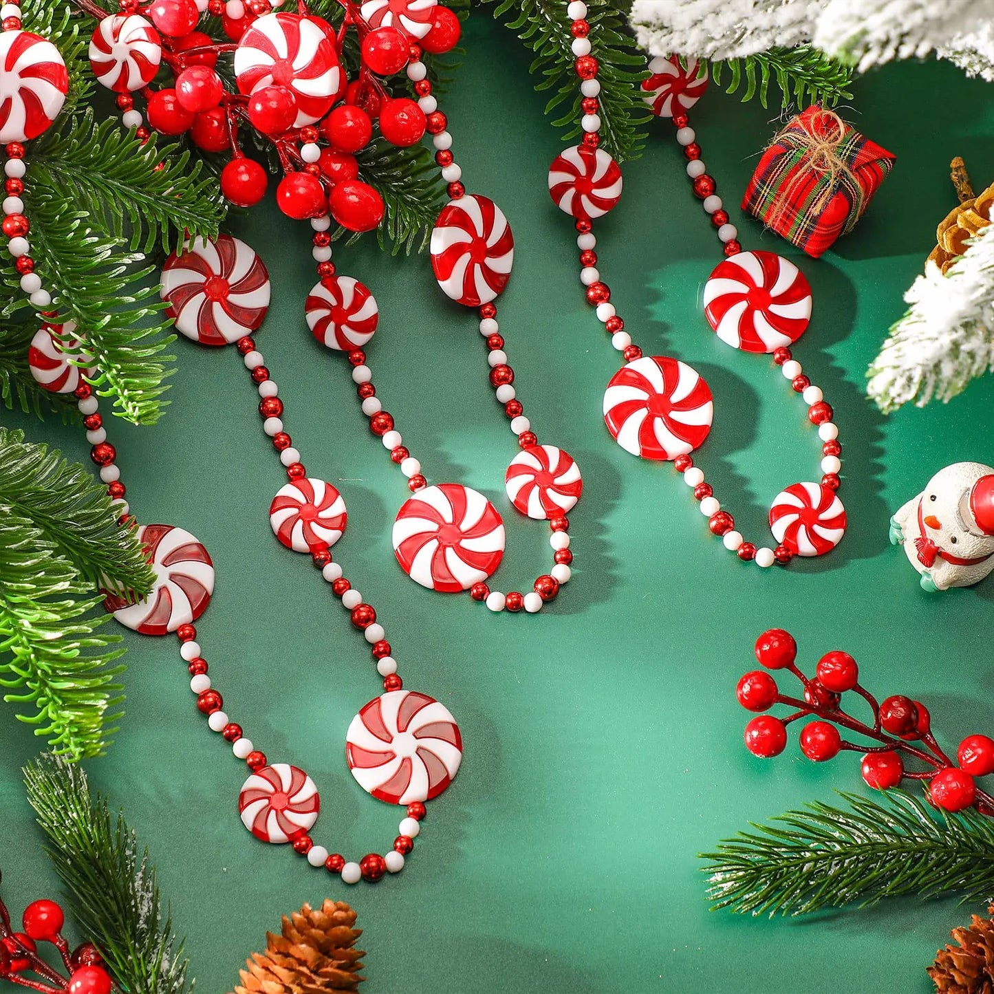 Christmas Candy Garland – 10 Feet Peppermint & Crystal Candy Decorations for Christmas Tree & Holiday Decor