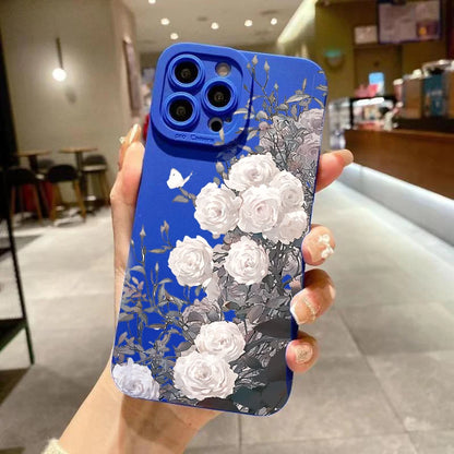 Flower Pattern Soft Silicone Phone Case for iPhone 15, 14, 13, 12, 11 Pro Max – Matte Protective Case for iPhone XS Max, XR, X, 14 Plus