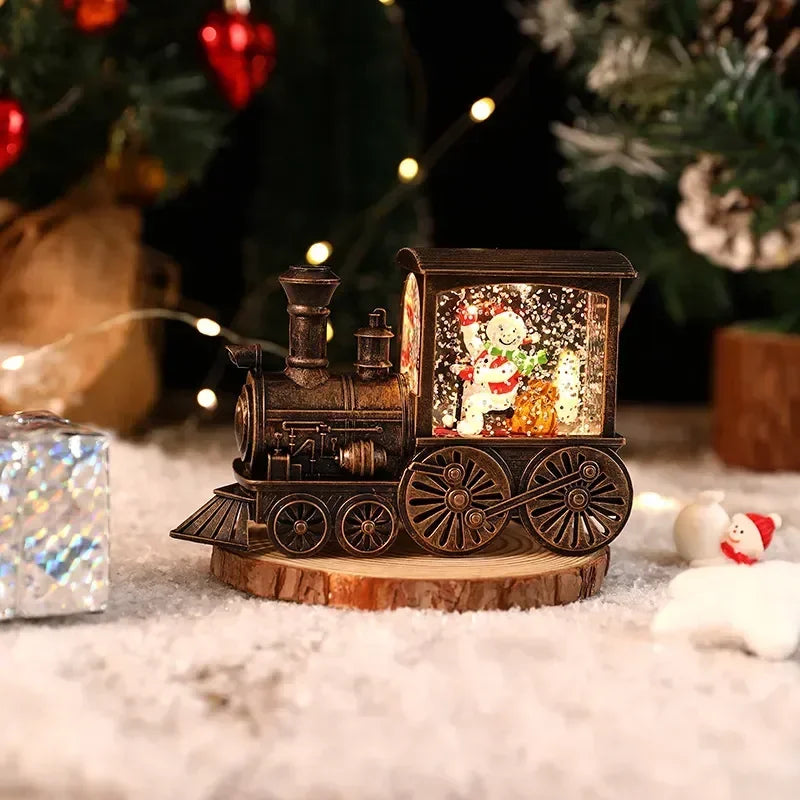 Christmas Eve Music Box Gift – LED Light-Up Water-Filled Christmas Train Ornament