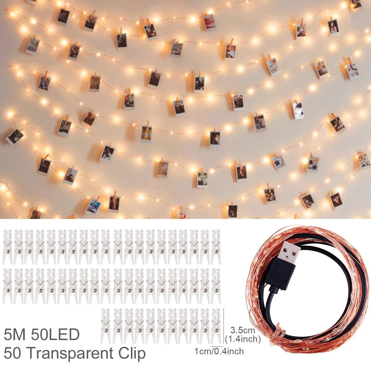 Photo Clip Light Banner – LED String Lights for Weddings, Birthdays, Baby Showers & Holiday Decorations – Ideal for Creating Personalized Displays