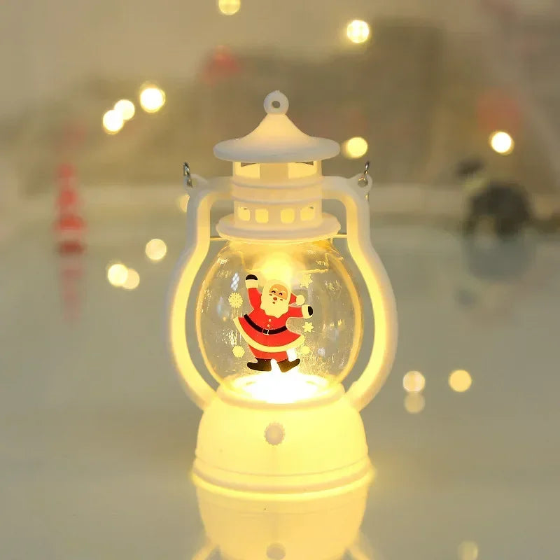 Christmas Lantern LED Lighted Snowman Lamp with Santa Claus – Decorative Hanging Lantern & Snow Globe for Children’s Gifts