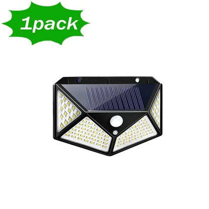 100 LED Solar Wall Lamp with Motion Sensor – Outdoor Waterproof 4-Sided Luminous Light for Garden & Courtyard (1/2/4/6/10PCS)