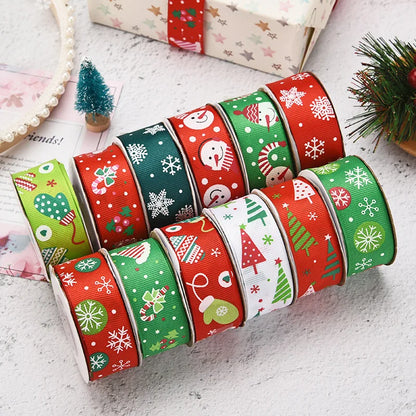 10 Yards Christmas Ribbon – 1 Inch Printed Polyester Ribbon for DIY Holiday Crafts, Gift Wrapping & Decorations