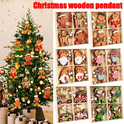 Christmas Gingerbread Man Wooden Pendants – Adorable Tree Hanging Ornaments for 2024 Holiday Decor, Noel & New Year Gifts