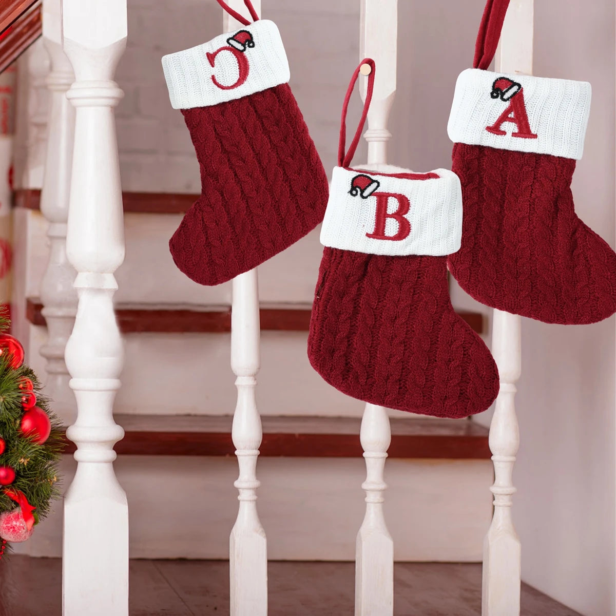 Christmas Alphabet Knitting Socks – Festive Ornaments for Tree & Home Décor