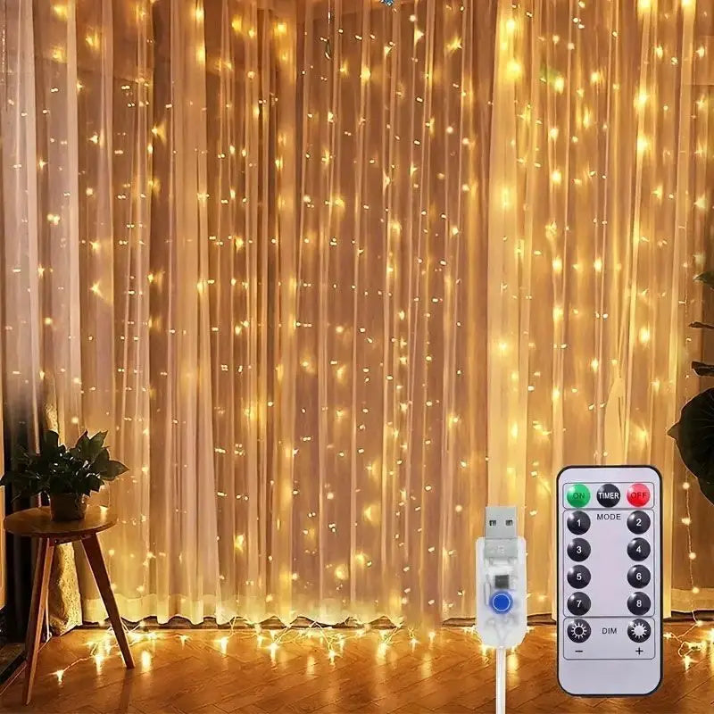 3/4/6M LED Curtain Lights Fairy Garland – 8-Mode USB Light String for Christmas, Weddings, Parties &  Home Décor