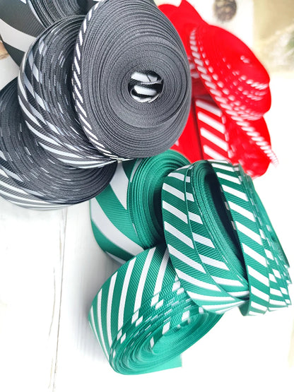 Diagonal Striped Christmas Ribbon – 10 Yards Carnival Ribbon for Gift Wrapping & Holiday Decor 1