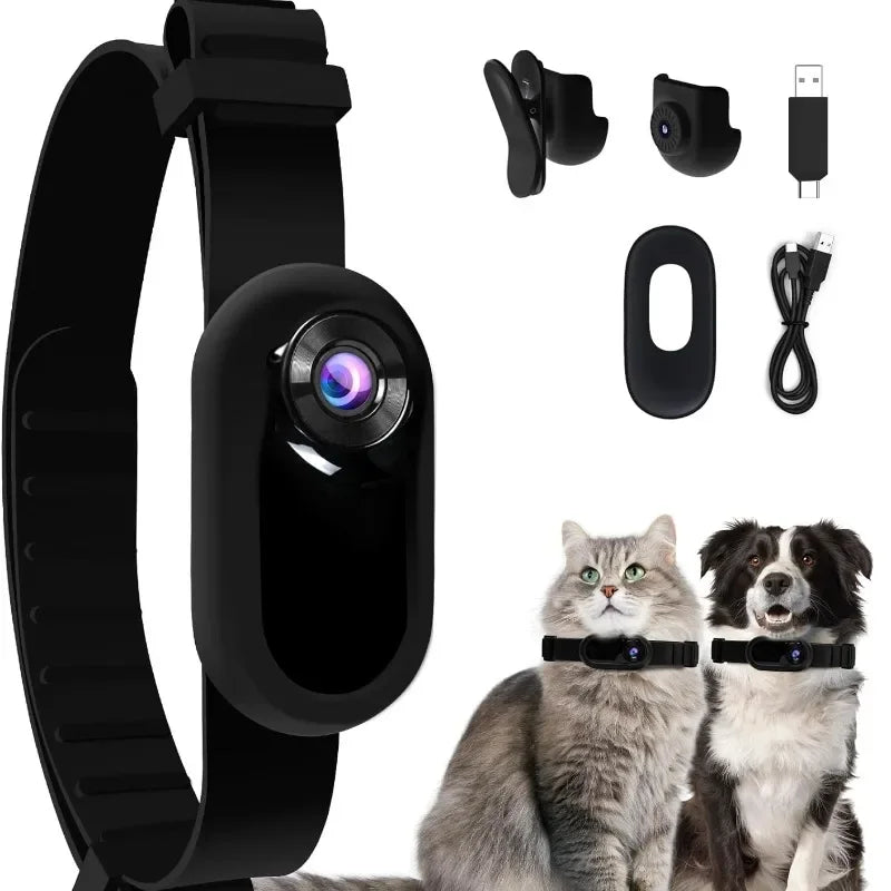 Pet Collar Camera – HD 1080P Cat & Dog Tracker, Mini Sports Camera with Video Recording, Wireless Outdoor Action Cam for Pets