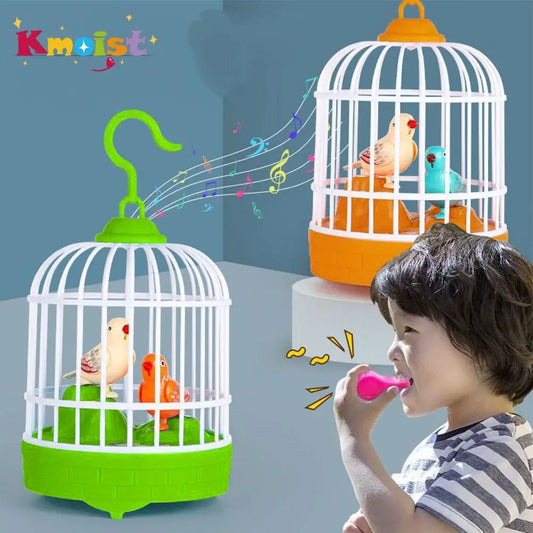 Interactive Talking Electric Bird Toy: Sound-Controlled Birdcage for Kids, Voice-Activated Educational Gift